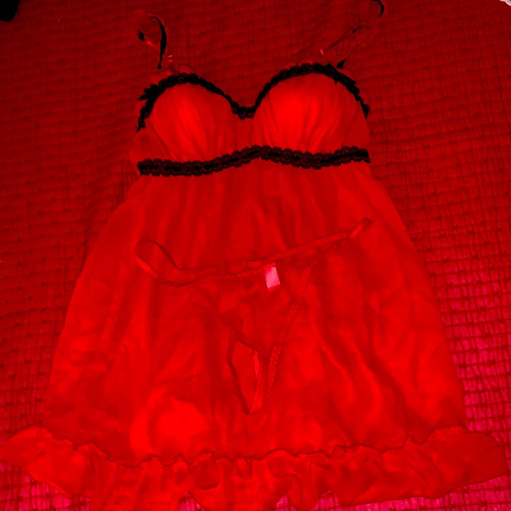 Red babydoll lingerie